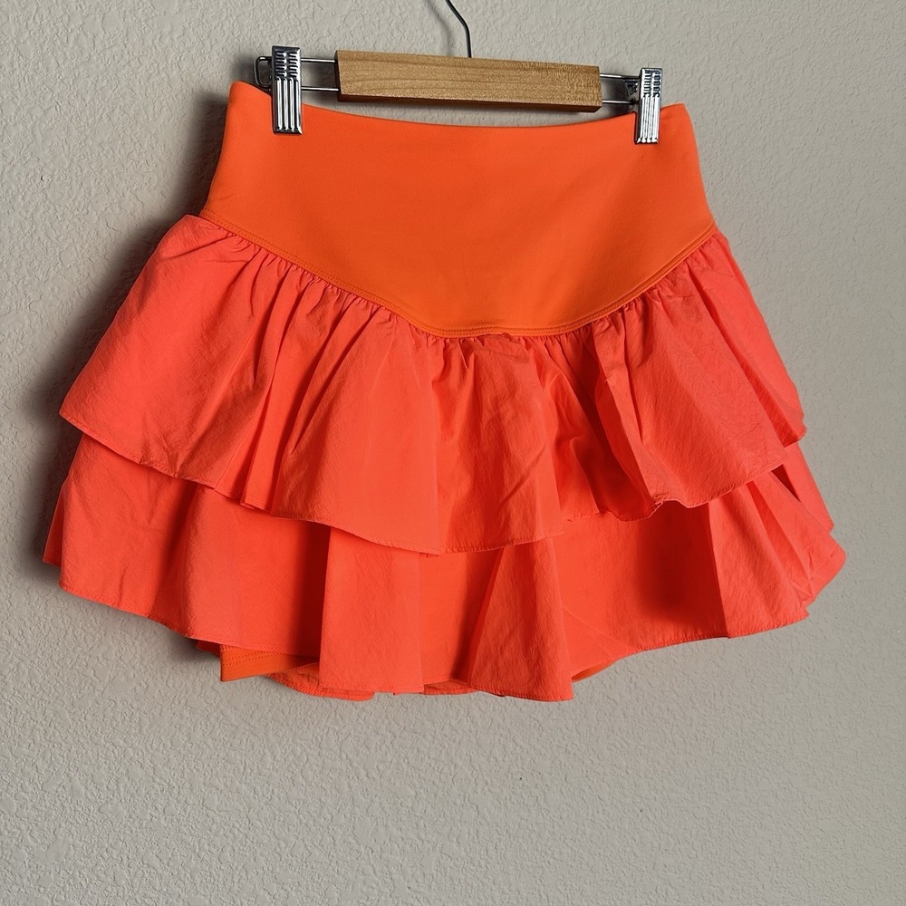 NEW Free People Movement Field Day Skort Skirt Ruffle Bright Coral  Size Small - Picture 3 of 9